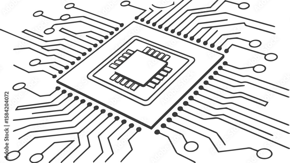 Poster abstract background vector technology pattern electronic circuit board background black and white