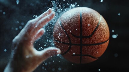 Basketball spinning on the finger, slow motion style. generative ai