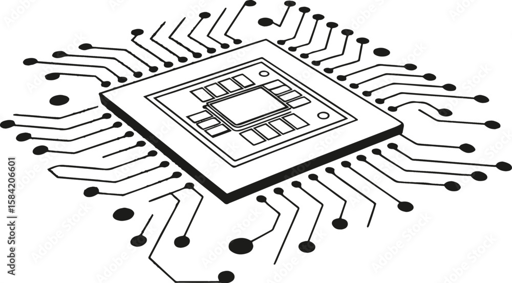 Poster abstract background vector technology pattern electronic circuit board background black and white