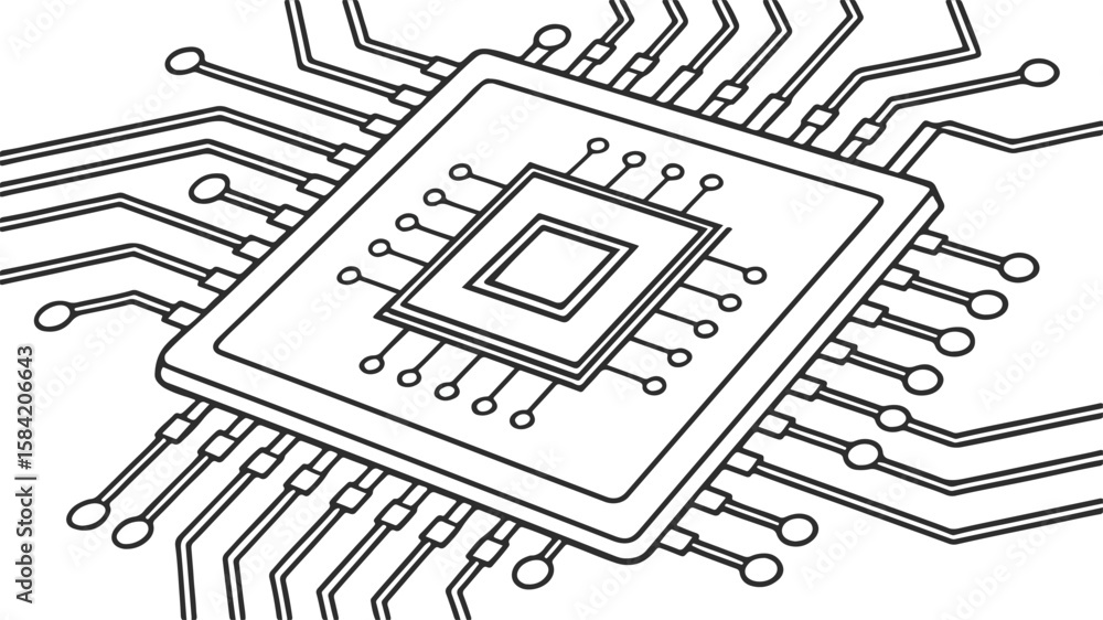 Poster abstract background vector technology pattern electronic circuit board background black and white