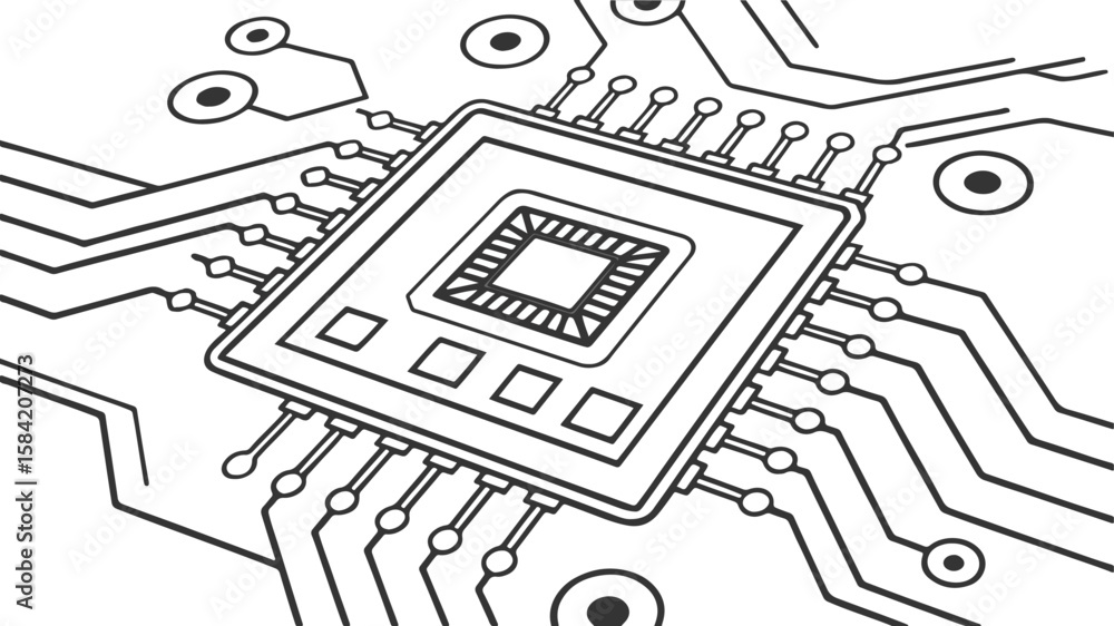 Poster abstract background vector technology pattern electronic circuit board background black and white