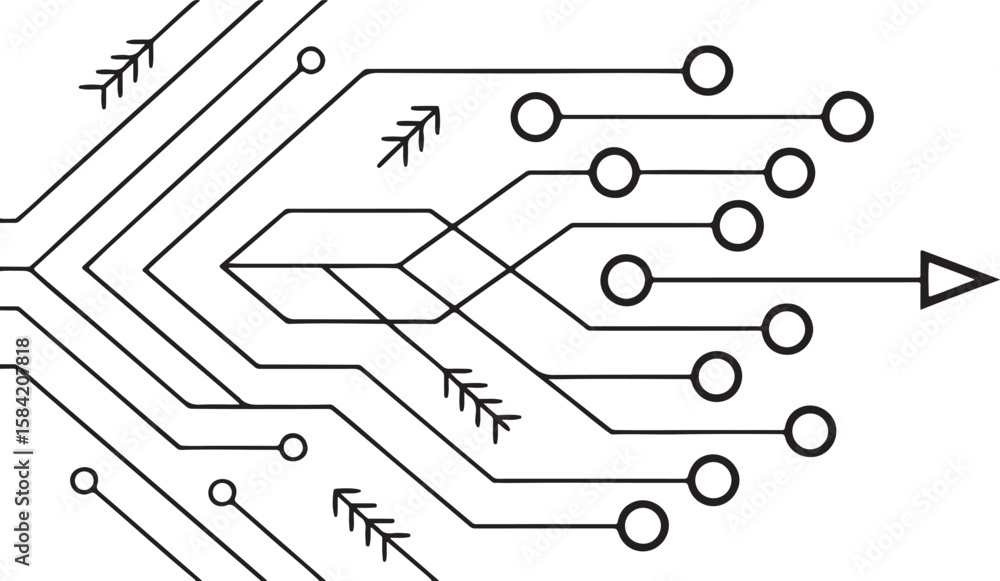 Poster abstract background vector technology pattern electronic circuit board background black and white
