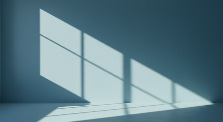 Geometric Window Light: Abstract Blue Room Interior with Shadow Play