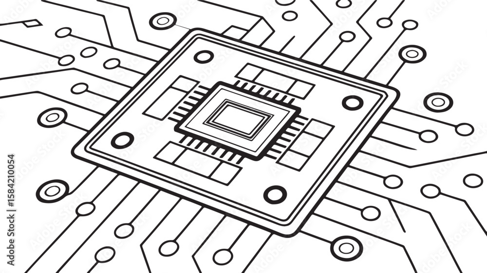 Poster abstract background vector technology pattern electronic circuit board background black and white