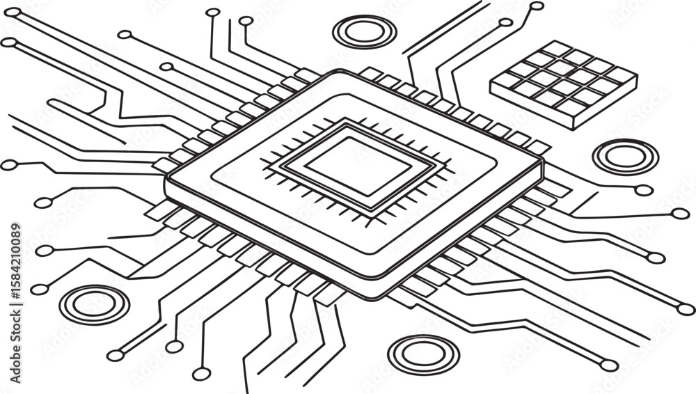 Aufkleber abstract background vector technology pattern electronic circuit board background black and white