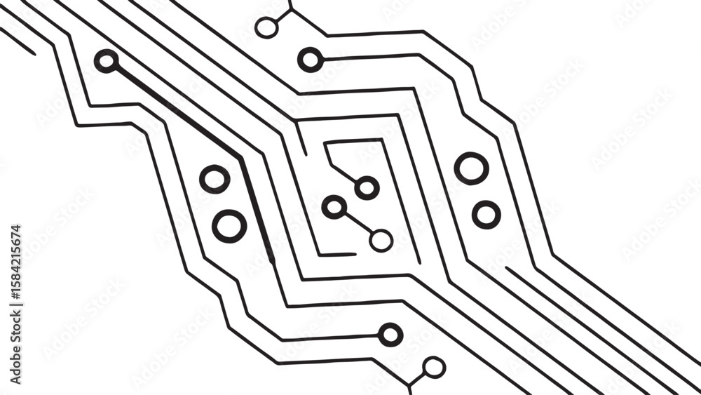 Poster abstract background vector technology pattern electronic circuit board background black and white