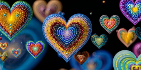 Colorful Abstract Hearts Pattern Design