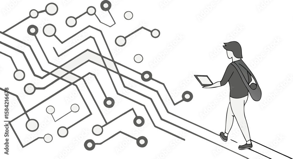 Aufkleber abstract background vector technology pattern electronic circuit board background black and white
