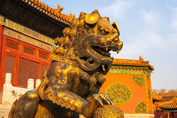 Bronze Lion at the Forbidden City in Beijing