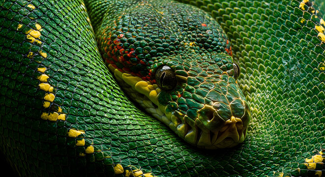Green Tree Python Close-Up







