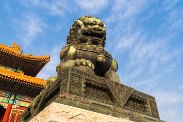 Obraz premium Bronze Lion at the Forbidden City in Beijing