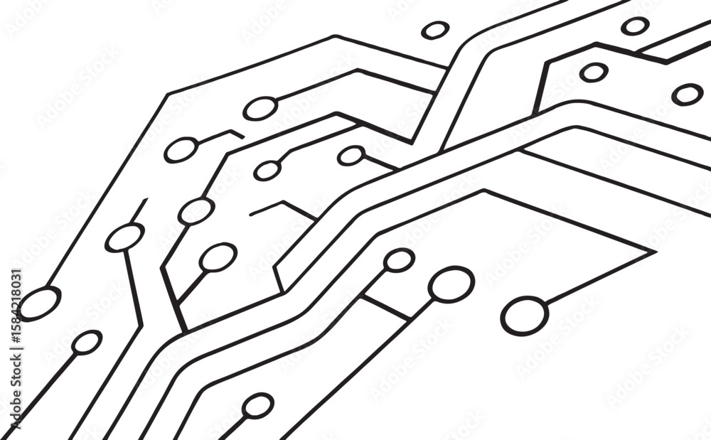 Poster abstract background vector technology pattern electronic circuit board background black and white