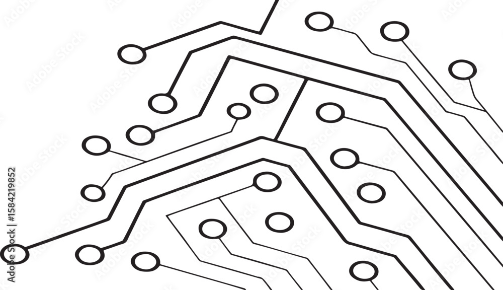 Poster abstract background vector technology pattern electronic circuit board background black and white