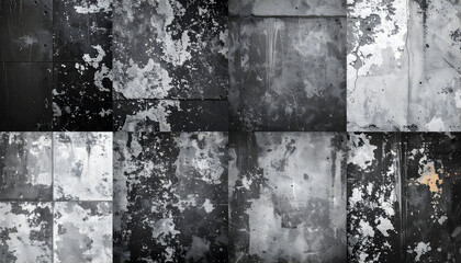 Abstract Grunge Metal Texture Background: Grey, Black, and White Tiles