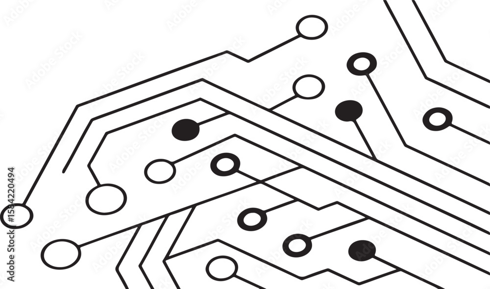 Poster abstract background vector technology pattern electronic circuit board background black and white