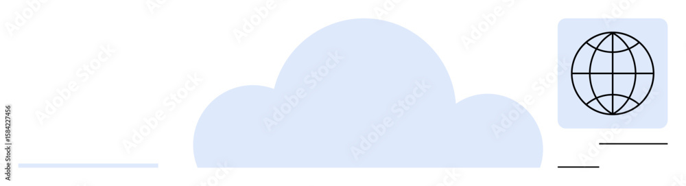 Poster cloud shape with a globe indicating international connectivity and data flow. ideal for technology, 
