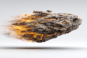 Burning Abstract Stone Object In Space
