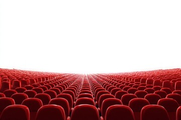 Empty Red Theater Seats Facing Bright White Screen