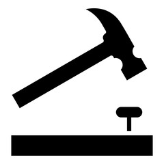 Hammer Nail Glyph Icon