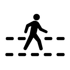 Pedestrian walkway this way sign icon with transparent background representing footpath direction and safe walking route
