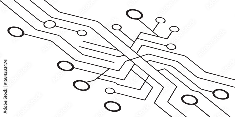 Poster abstract background vector technology pattern electronic circuit board background black and white
