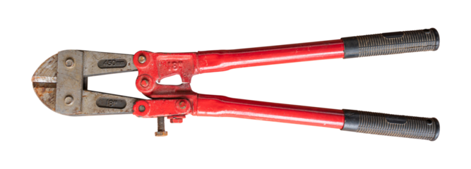 bolt cutter isolated on transparent background, PNG format