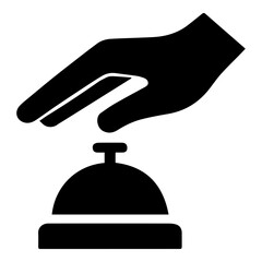 Press bell for service helpdesk information kiosk symbol icon with transparent background representing customer assistance and service request
