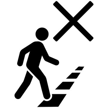 Do not jaywalk signage icon with transparent background representing pedestrian no crossing warning and safety notice
