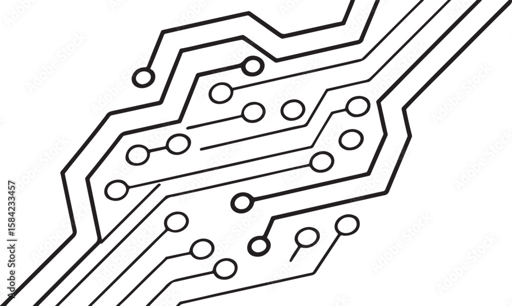 Poster abstract background vector technology pattern electronic circuit board background black and white