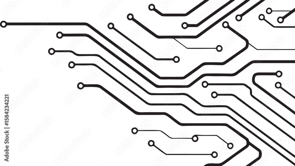 Poster abstract background vector technology pattern electronic circuit board background black and white