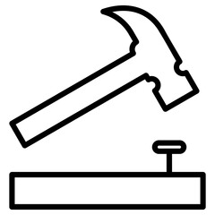 Hammer Nail Outline Icon