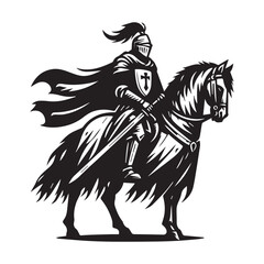 Heroic Cavalry Charge Logo – Warrior on Horse Vector Icon