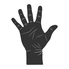 Obraz premium Black Silhouette of Human Hand Showing Number Five Gesture – Open Palm Illustration