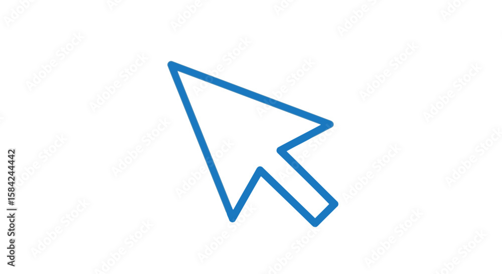 Poster a blue cursor arrow isolated on white background is used for selecting options on a computer screen
