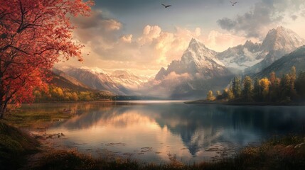 View of a lake surrounded by mountains
