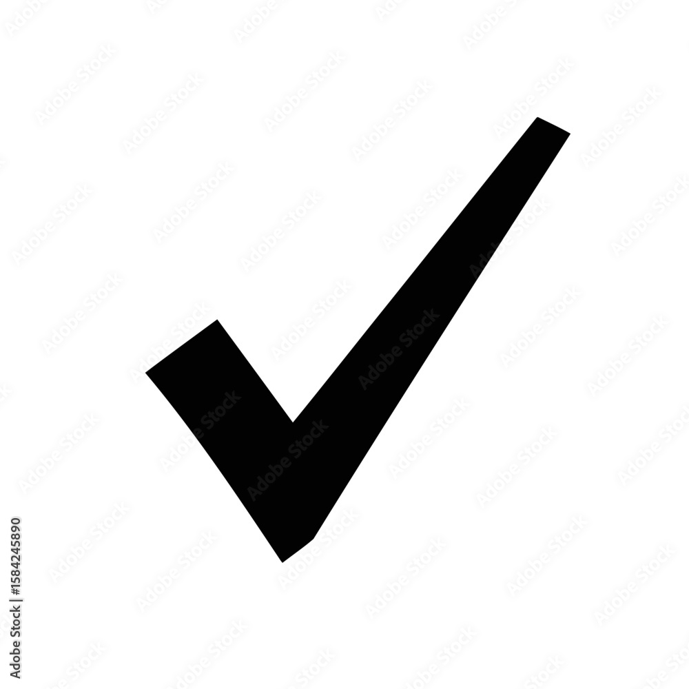 Poster a black check mark isolated on white background signifies approval and validation