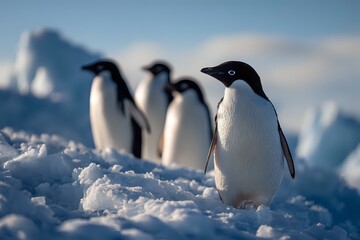 Obraz premium Penguins on Iceberg: Antarctic Colony