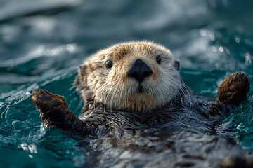 Sea Otter Floating: Playful Ocean Dweller