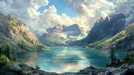 View of a lake surrounded by mountains