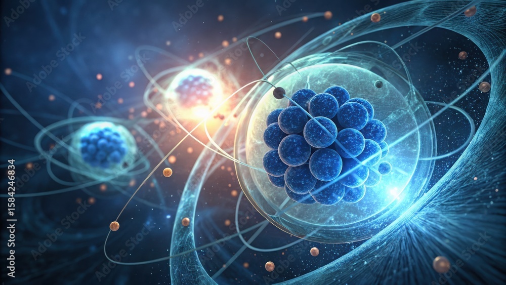 Poster visual representation of uranium isotope under pressure in macro view