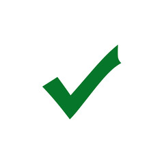A green check mark signifies approval and success, isolated on white background, representing a positive choice