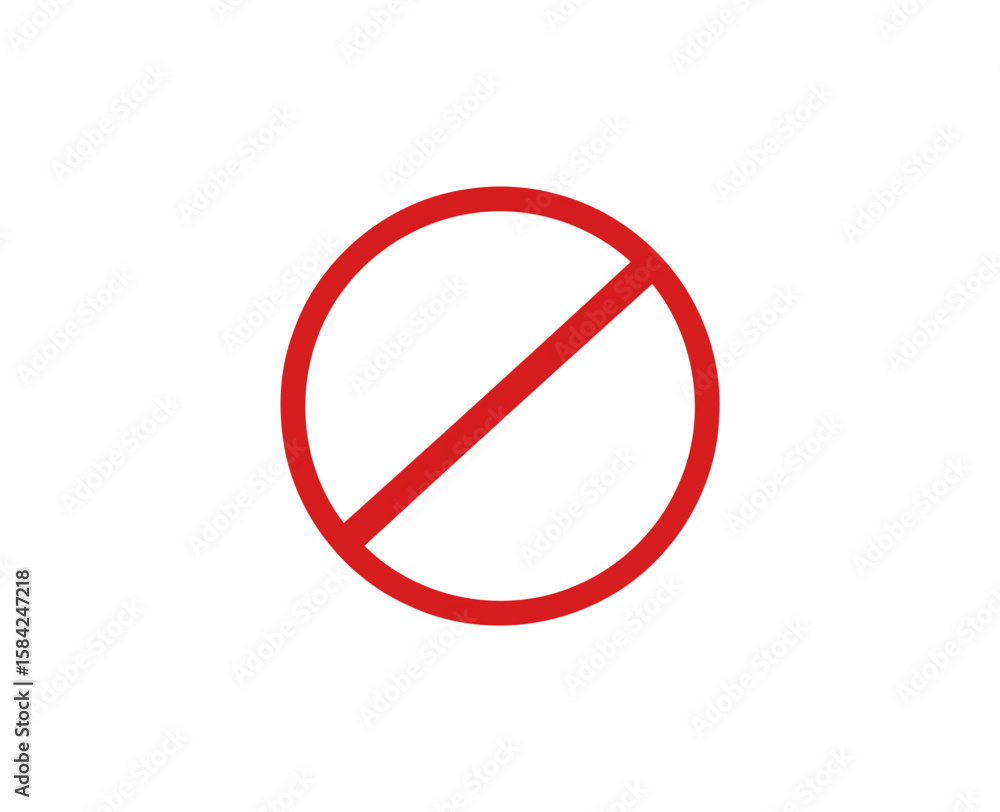 Poster a red prohibition sign with a circle and diagonal line isolated on white background