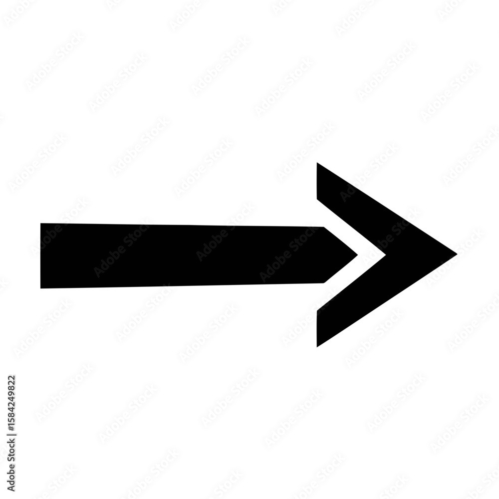 Poster a simple black arrow points to the right, indicating direction and navigation isolated on white back