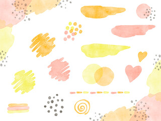 透明水彩で描いた秋色の可愛いフレームやあしらいのイラスト素材セット