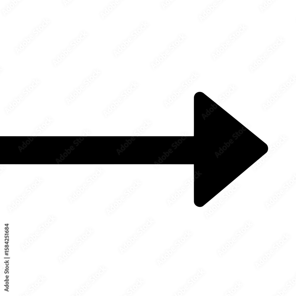 Aufkleber a simple black arrow points directly to the right, isolated on white background, indicating directio