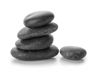 Stack of sea stones on white background