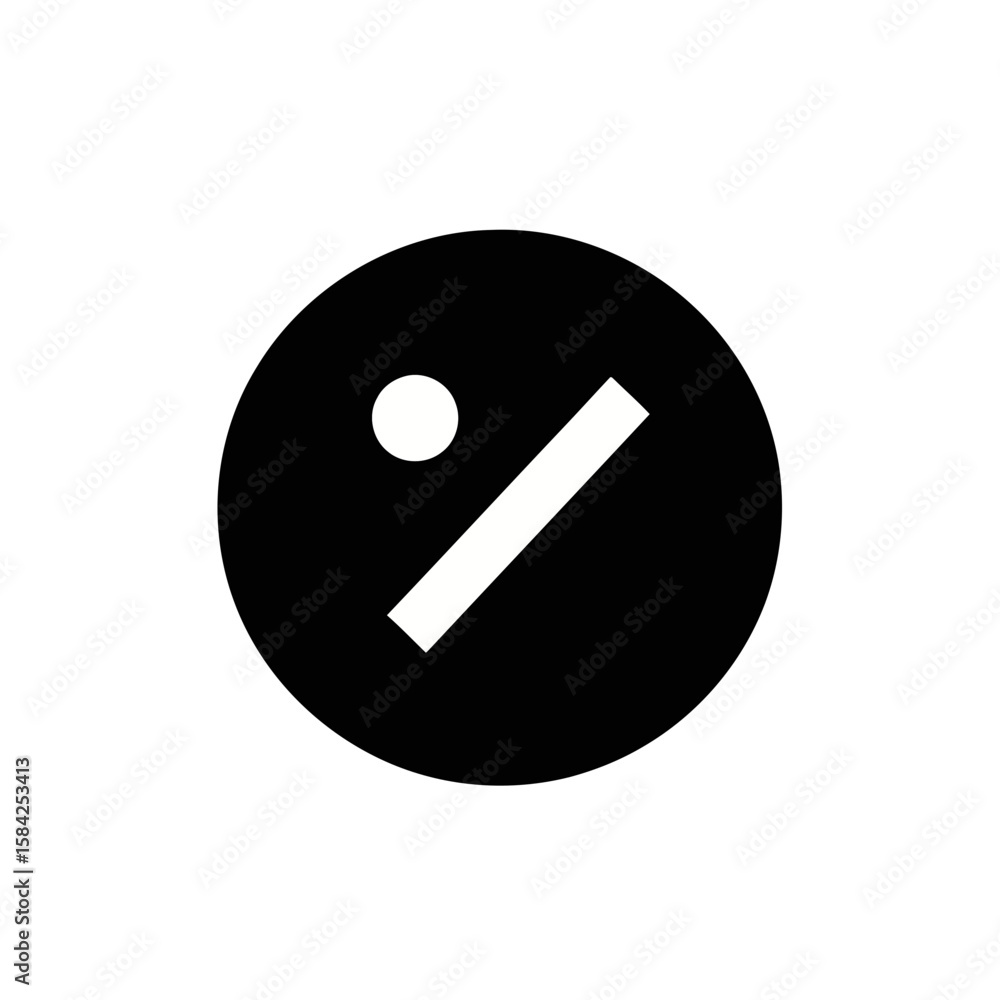 Poster a black circle with a white dot and line isolated on white background, creating a modern and minimal