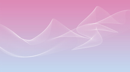 Flowing white lines on pink purple gradient abstract