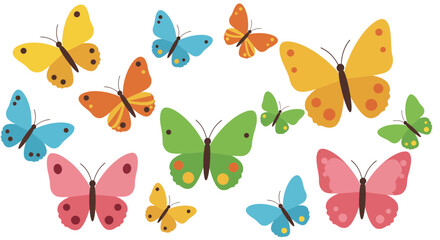 Colorful Cartoon Butterflies Illustration, Vector Design, Children's Illustration, Butterfly Theme