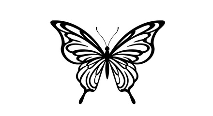 Elegant black and white butterfly illustration for design and decoration projects